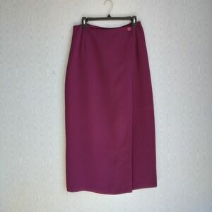 Vtg 90s Fiorlini Pencil Skirt 8 Maxi Button Wrap Plum Whimsigoth Rachel Green